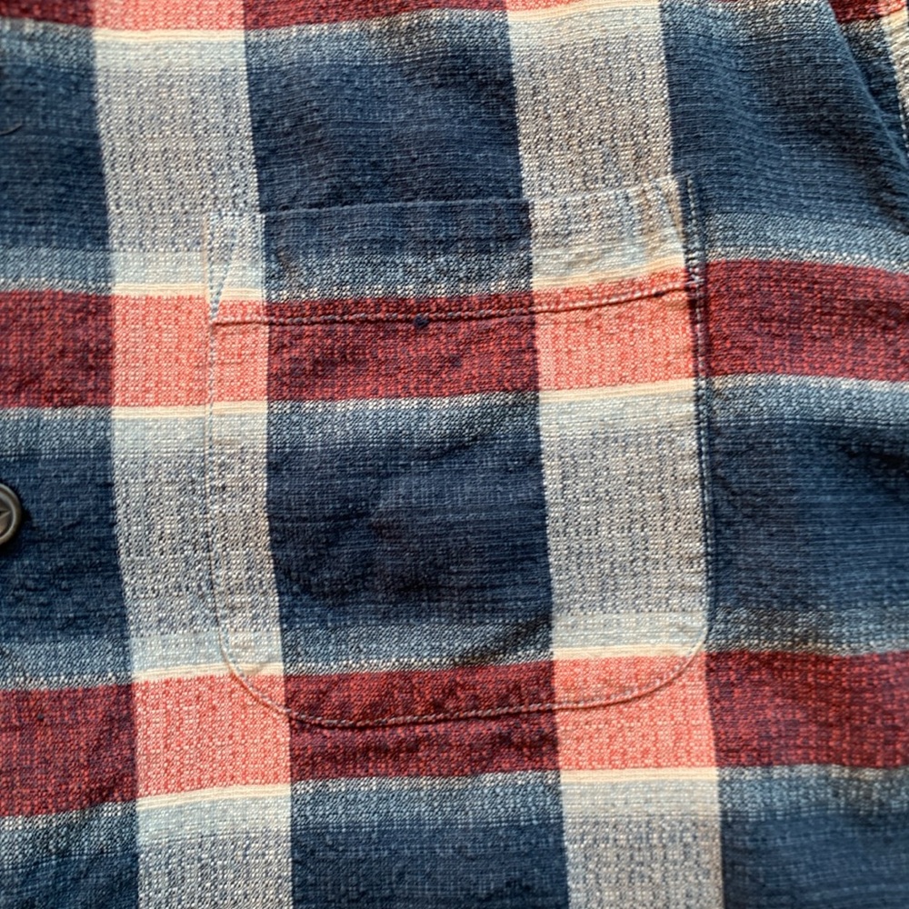 Tommy Bahama 100% Silk Shirt Blue Red Plaid Short Sleeve Button Up Men's Medium - Picture 7 of 15